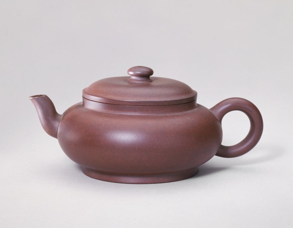 图片[1]-Yixing kiln purple sand end handle teapot-China Archive